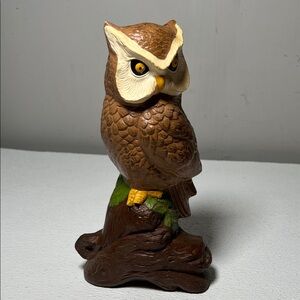 Vintage Ceramic Owl Statue Hand Painted